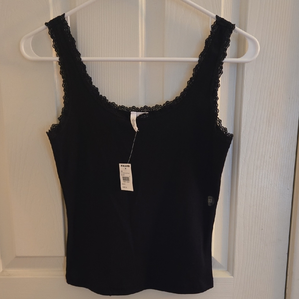 Tilly's Black Fitted Ruffled Tank Top